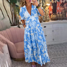 Load image into Gallery viewer, Floral Pattern Pocket Dress with V-neckline