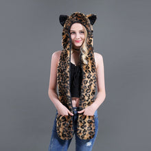 Load image into Gallery viewer, 3 in 1 Furry Hooded Scarf with Paws and Ears
