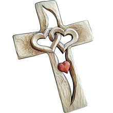 Load image into Gallery viewer, Carved Wooden Cross - Intertwined Hearts