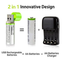 Load image into Gallery viewer, USB Rechargeable AA Batteries