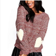 Load image into Gallery viewer, Women Casual Heart Long Sleeve Jumper Knitted Sweater