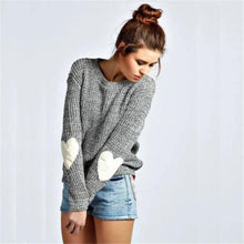 Load image into Gallery viewer, Women Casual Heart Long Sleeve Jumper Knitted Sweater
