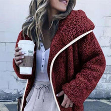Load image into Gallery viewer, Women Hooded Sherpa Coat Shawl Collar Solid Teddy Bear Coats