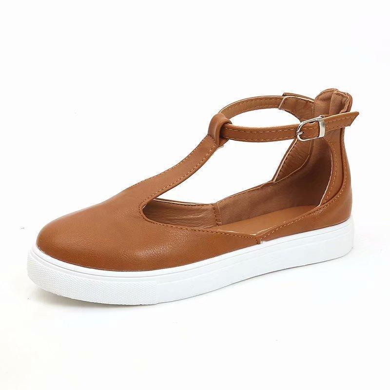 Women Flats Shoes Autumn Rome Style Buckle Strap Casual