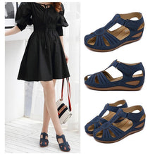 Load image into Gallery viewer, Hollow Out Lightweight Breathable Velcro Pure Color Sandals