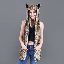 Load image into Gallery viewer, 3 in 1 Furry Hooded Scarf with Paws and Ears