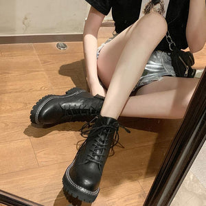 WOMEN'S Genuine Leather straps Martin Boots