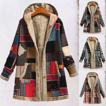 Load image into Gallery viewer, Cotton Linen Print Hooded Sweater Jacket