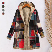 Load image into Gallery viewer, Cotton Linen Print Hooded Sweater Jacket