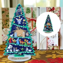 Load image into Gallery viewer, Christmas Tree Decorated with Nativity Set-Christmas Tree Shelf
