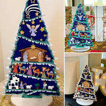 Load image into Gallery viewer, Christmas Tree Decorated with Nativity Set-Christmas Tree Shelf