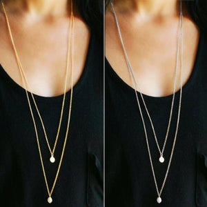 Women Fashion Long Chokers Necklaces Pendants Gold Silver Accessories