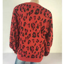 Load image into Gallery viewer, Women Long-sleeved Round Neck Solid Leopard Sweater