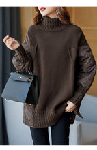 Load image into Gallery viewer, Turtleneck Patchwork Knitted Sweater