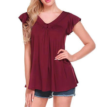 Load image into Gallery viewer, Women&#39;s V Neck Pleated Tunic Tops
