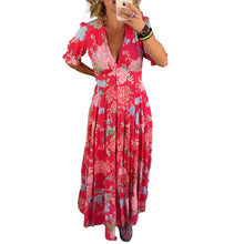 Load image into Gallery viewer, Floral Pattern Pocket Dress with V-neckline