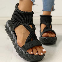 Load image into Gallery viewer, Woven fabric thick sole sandals
