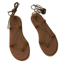 Load image into Gallery viewer, Toe Post Lace-Up Flat Sandals