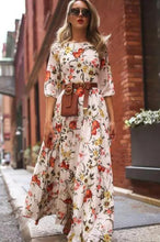Load image into Gallery viewer, Best Floral Peasant 3/4 Sleeves Maxi X-line Dress